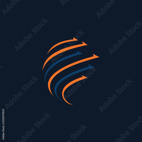 abstract arrow logo, dynamic orange and blue arrows