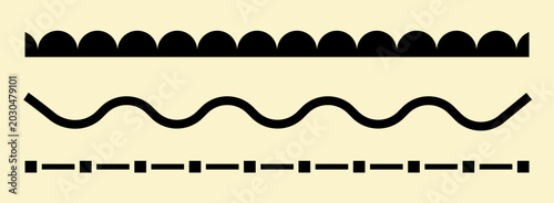 Tableau sur toile Minimal geometric border and divider set with abstract wave semicircle and dashe