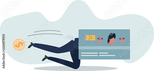 Photos Credit card debt, overspending problem, financial failure or too much cost and expense concept