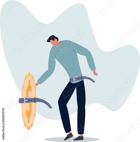 Tableau sur toile Tighten the belt, reduce spending in economic recession, cut budget to save business to survive or frugality concept