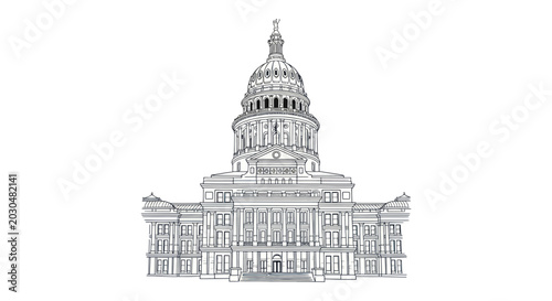 Austin Texas State Capitol Building Line Drawing