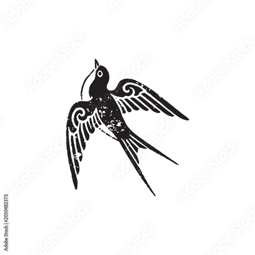 Black illustration art swallow bird clipart