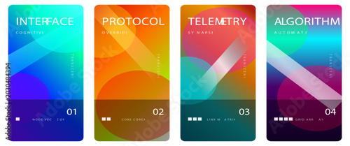 Canvastavla Colorful interface protocol telemetry algorithm cards, nobody, technology backgr