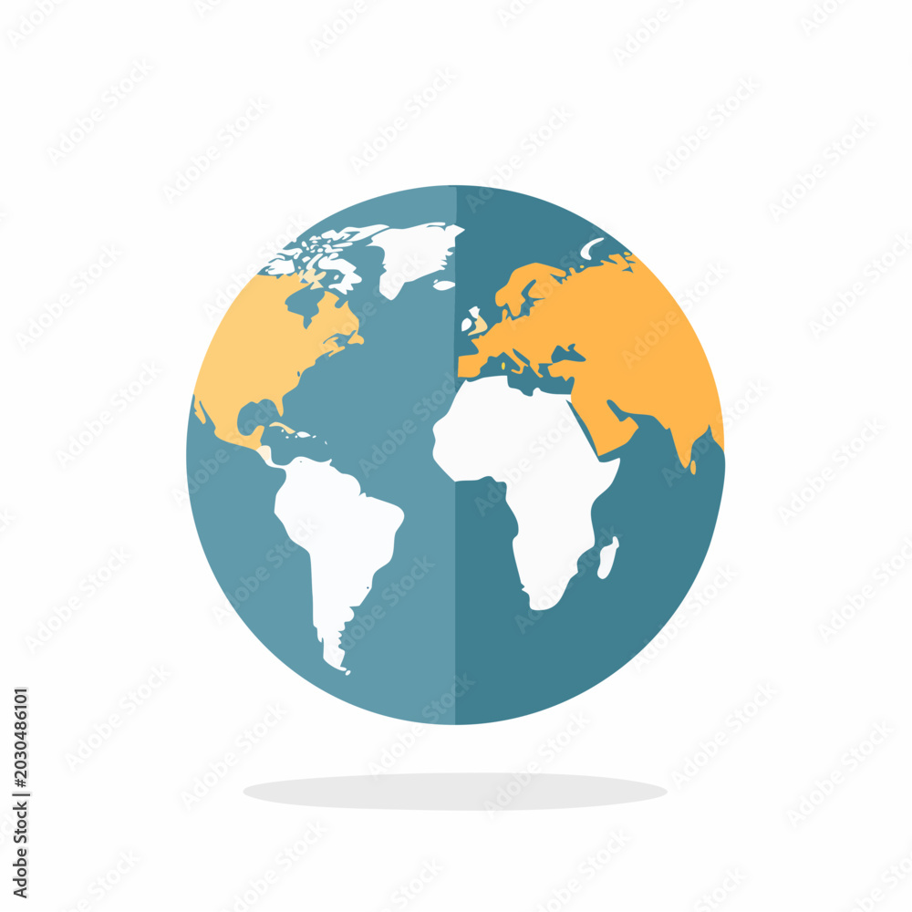 Obraz premium Flat Design Earth Globe Icon