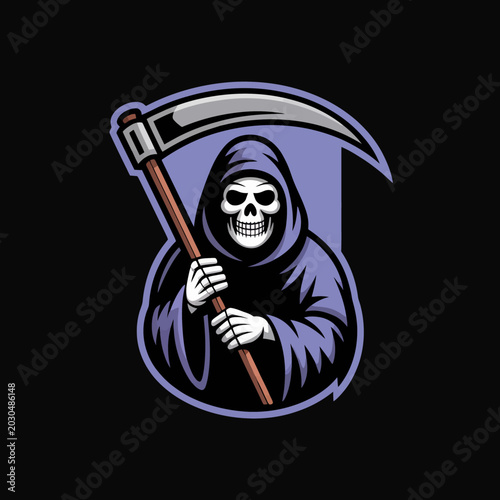 Photography Grim Reaper Holding Scythe Skull.