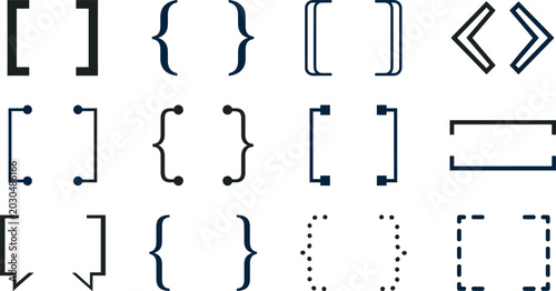 Tableau sur toile Brackets and Parentheses Vector Set Featuring Square Curly Angle Double and Dott