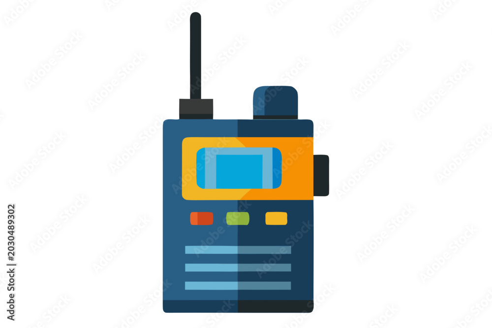 Fototapeta premium Flat design illustration of a walkie talkie with antenna and buttons