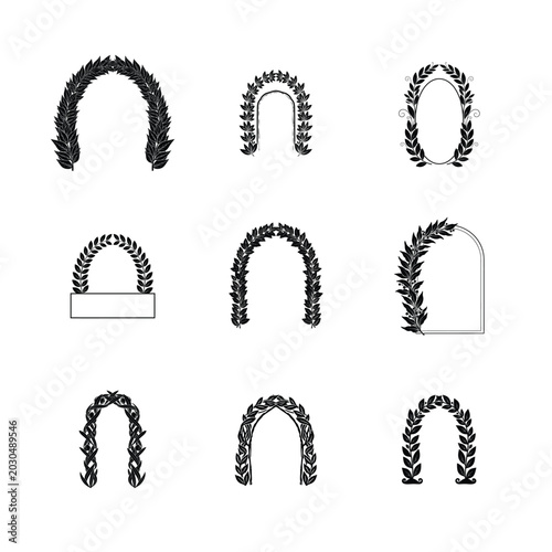 Loose Sketch Botanical Arch Portals Artistic Hand Drawn Frames and Leafy Borders