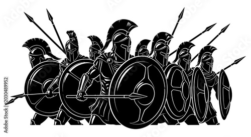 Foto Spartan Warriors Formation Silhouette - Ancient Greek Army