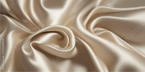 Tableau sur toile Silky beige fabric with smooth flowing folds and soft texture