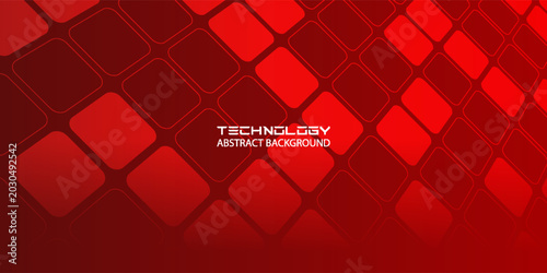 Canvas Print Glowing red square grid pattern in perspective view