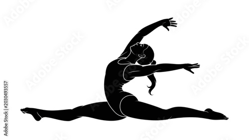 Bild auf Leinwand Graceful dancer performing elegant split pose in mid-air Vector