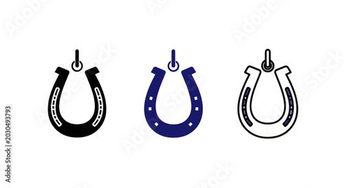 Bild auf Leinwand Horseshoe Icons Set: Black, Blue, Outline