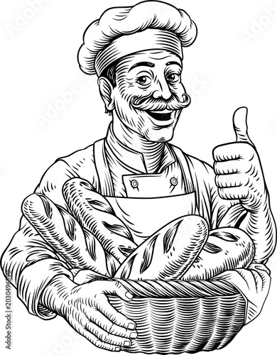 Vintage style woodcut illus...