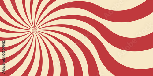 Tableau sur toile Vintage-style swirl background with red and off-white (cream) wavy rays