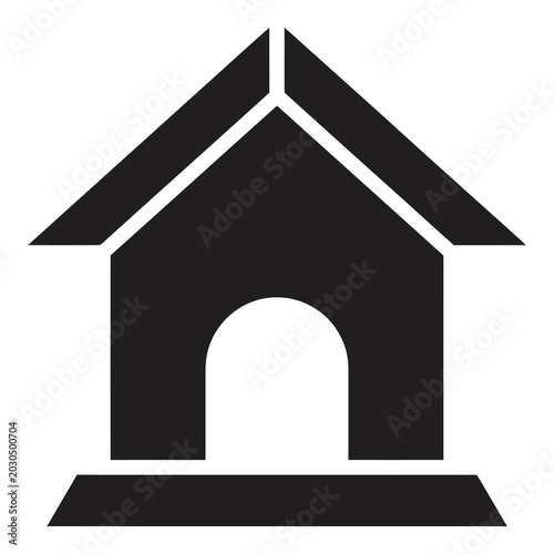 Tableau sur toile Simple dog house icon with roof and archway one story building  no furniture ico