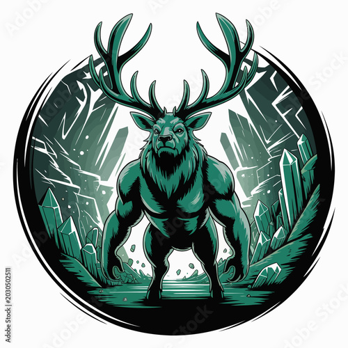 Tableau sur toile Muscular deer with large antlers standing.