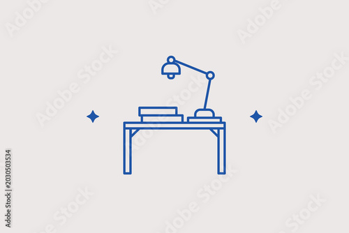 Photography Classic desk gooseneck lamp line icon for comfortable evening workspace ergonomics manuals