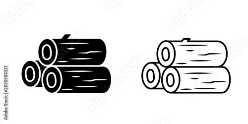 Photos Firewood set icon isolated on white background.