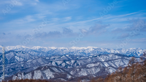 Snowy landscape at Takatsue Ski Resort, Fukushima, Japan