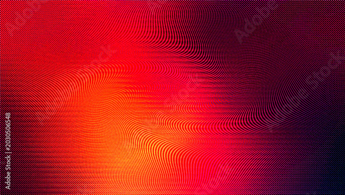 Abstract red and orange background with halftone dot pattern and wavy distortion effect, vibrant digital texture for modern graphic design and creative projects