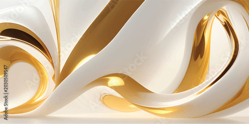 Fotografija Elegant flowing translucent golden silk wave background