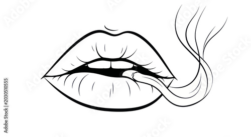 Obraz na płótnie Sensual Lips with Tongue and Smoke