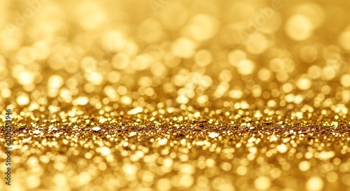 Golden Glitter Sparkle Background with Bokeh Effect.