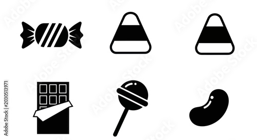 Εκτύπωση καμβά Assorted Candy Icons: Chocolate Bar, Lollipop, Jelly Bean, Wrapped Candy, Candy