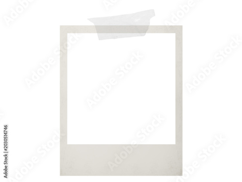 Vintage photo frame card with film texture with glued transparent tape, isolated transparent PNG.