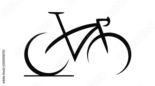 Bicycle Racing Logo Vector Abstract Minimalist Road Bike Silhouette Icon