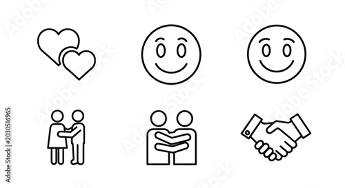 Canvastavla Emoticons, Hearts, Friendship, Hugs, Handshake Icons Set
