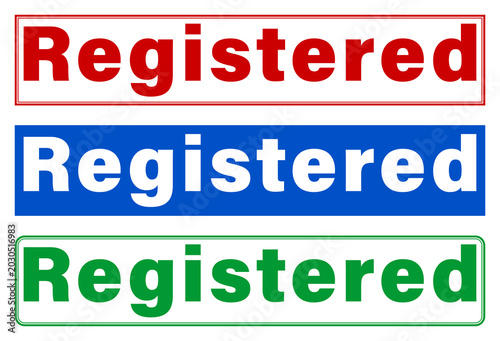 Three registered trademark signs in red blue and green colors