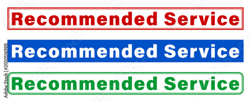 Three recommended service labels in red blue and green colors