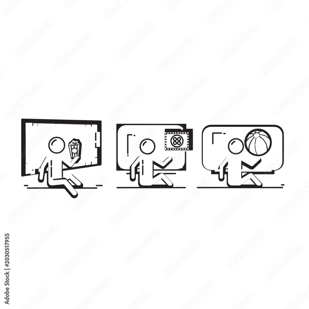 Fototapeta premium Illustrations of people using different computer interfaces effectively.