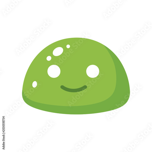 Photography Cute Green Blob Character, Cartoon Style, Isolated on White