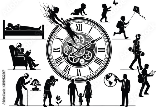 Foto Life Journey and Time Flow Concept Illustration