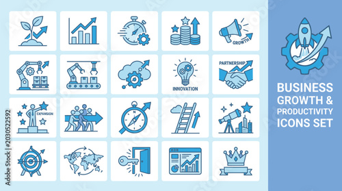 Business Growth & Productivity Icons Set