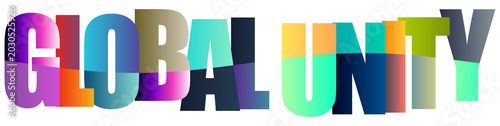 Foto Colorful text design with global unity concept in vibrant shades