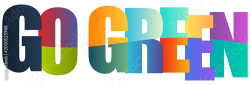 Fotografía Colorful go green text design with vibrant gradient letters