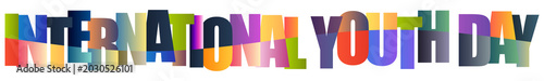Colorful text celebrating international youth day with vibrant letters
