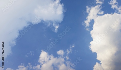 background sky, beautiful blue sky with puffy white clouds