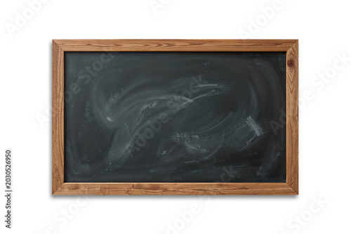 Rustic Horizontal Chalkboard with Wooden Frame on Plain Backdrop Ideal for Teaching and Presentations Isolated on Transparent Background. Generative Ai