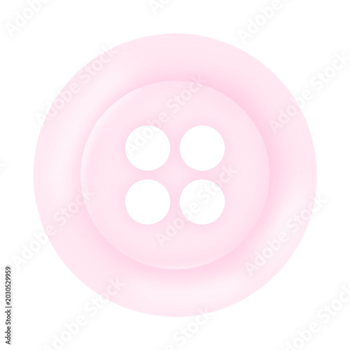 Pink Button with Four Holes Illustration