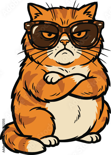 Cartoon cat wearing sunglasses and looking cool.