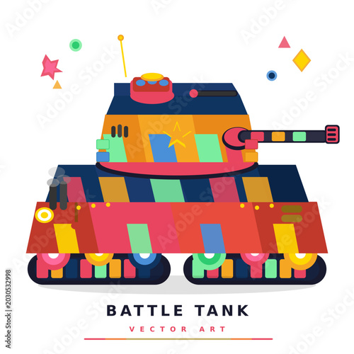 Colorful Battle Tank Vector Art