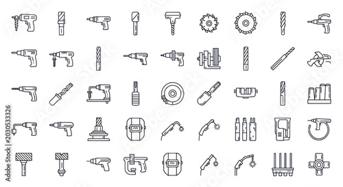 Photos Collection of Hand Drawn Industrial Tools and Equipment Icons