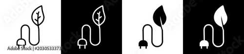 Bild auf Leinwand Eco Energy Icon Black And White Vector Illustration.