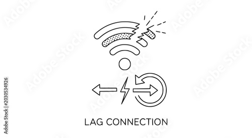 Quadro su tela Broken Wi-Fi Symbol with Lag Connection Icon, Internet Outage Concept