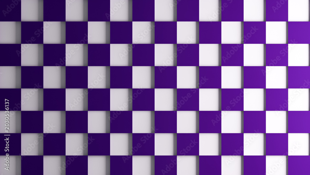 Fototapeta premium 3D violet and white checkered pattern board, pattern background